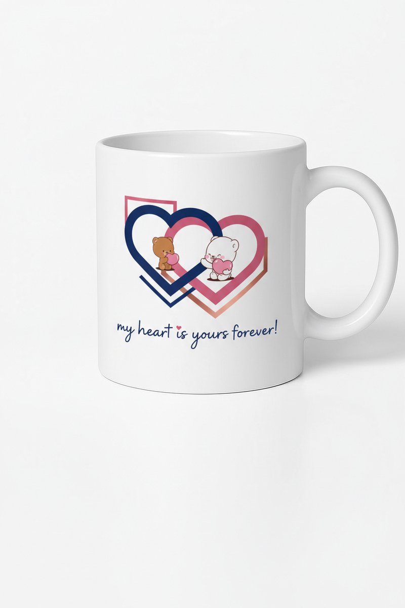 Valentijn Liefdesmok met Beren en Harten - 'My Heart Is Yours Forever!' - Romantisch Cadeau