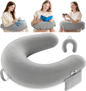 Kosker Gaming- en leeskussen, bureaukussen om op te zitten, voedingskussen met grote en ergonomische armleuning kniesteun, bureaukussenhouder, blauw