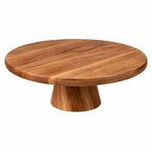 HONZUEN Taartdisplay met Acrylkoepel, Hoogte 15 cm, Diameter 25 cm, Taartstandaard met Bel, Taartschaal met Deksel, Houten Taartplateau, Imitatie Diamanten Handvat