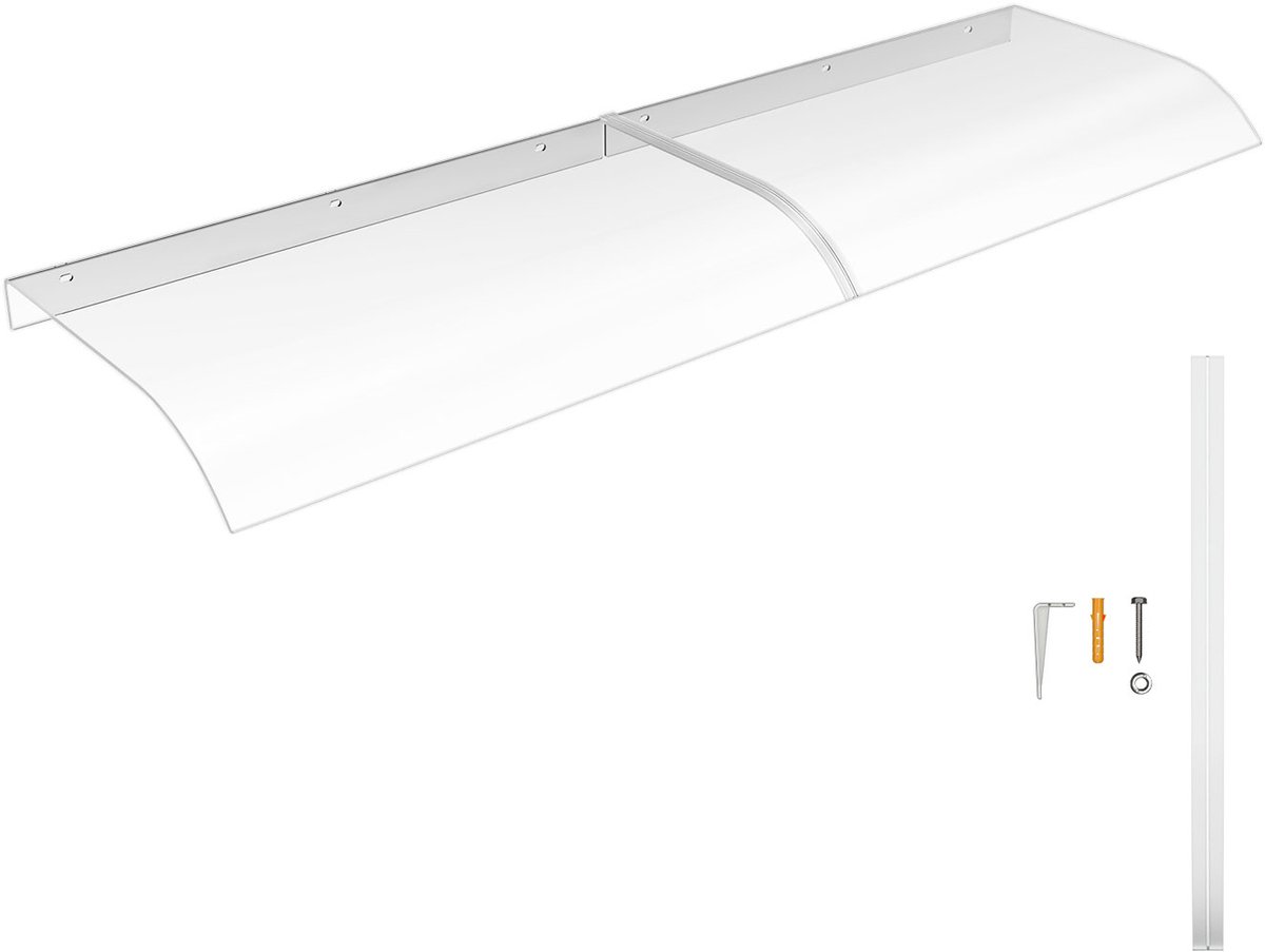 Aufun Boogvormig zonnescherm - 50 x 160 cm - van polycarbonaat - transparant - schuin dak - geschikt voor garage, terras, raam