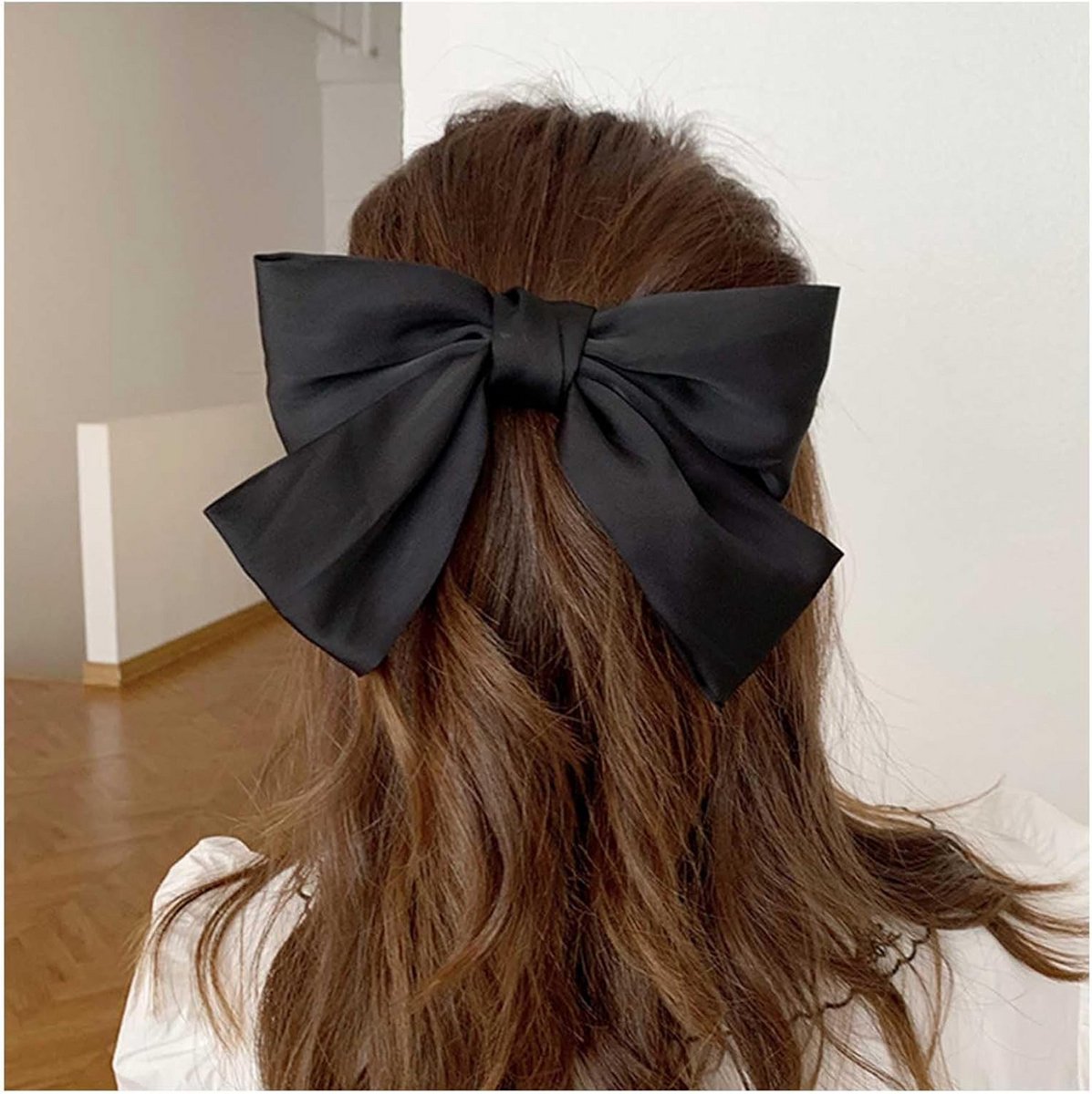 Grote Zwarte Satijnen Haarstrikken - Elegante Haarspelden en Barrettes voor Dames