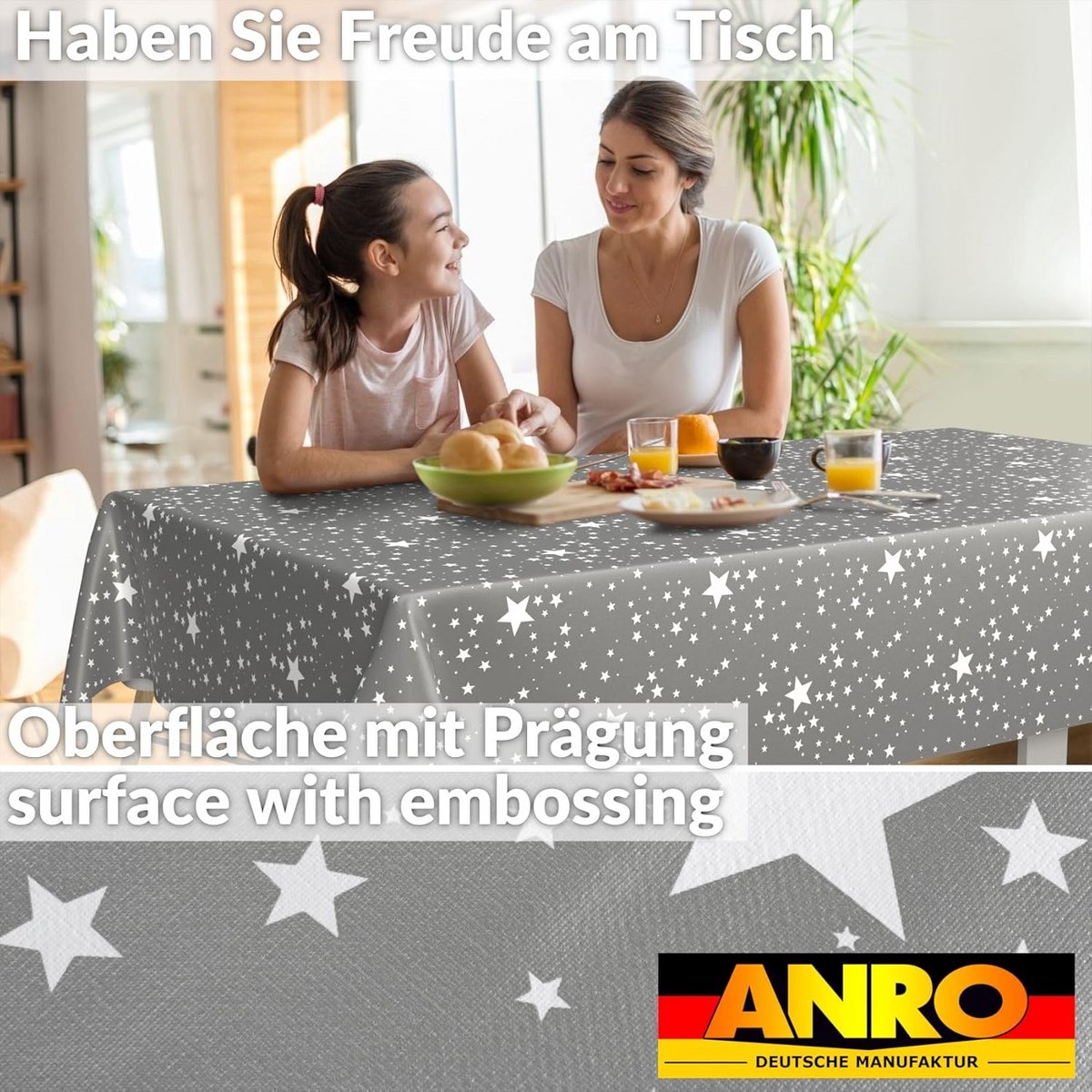 Wasbaar tafelkleed met sterrenprint 100 x 140 cm - Waterafstotend en afwasbaar tafelzeil
