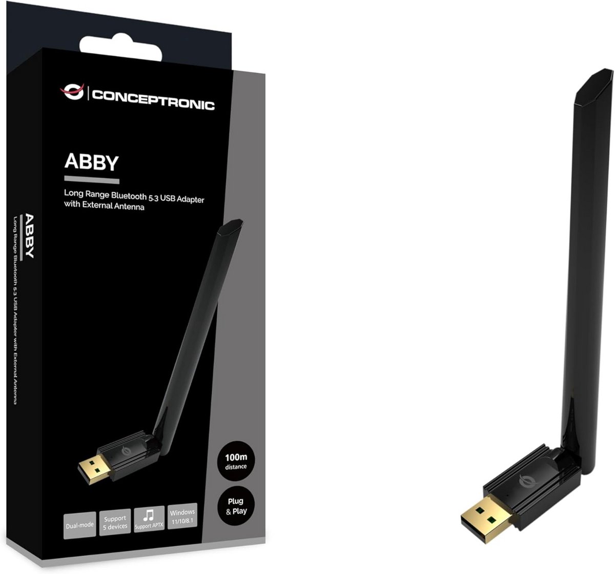 Bluetooth 5.3 USB-Adapter met Lange Afstand en Externe Antenne