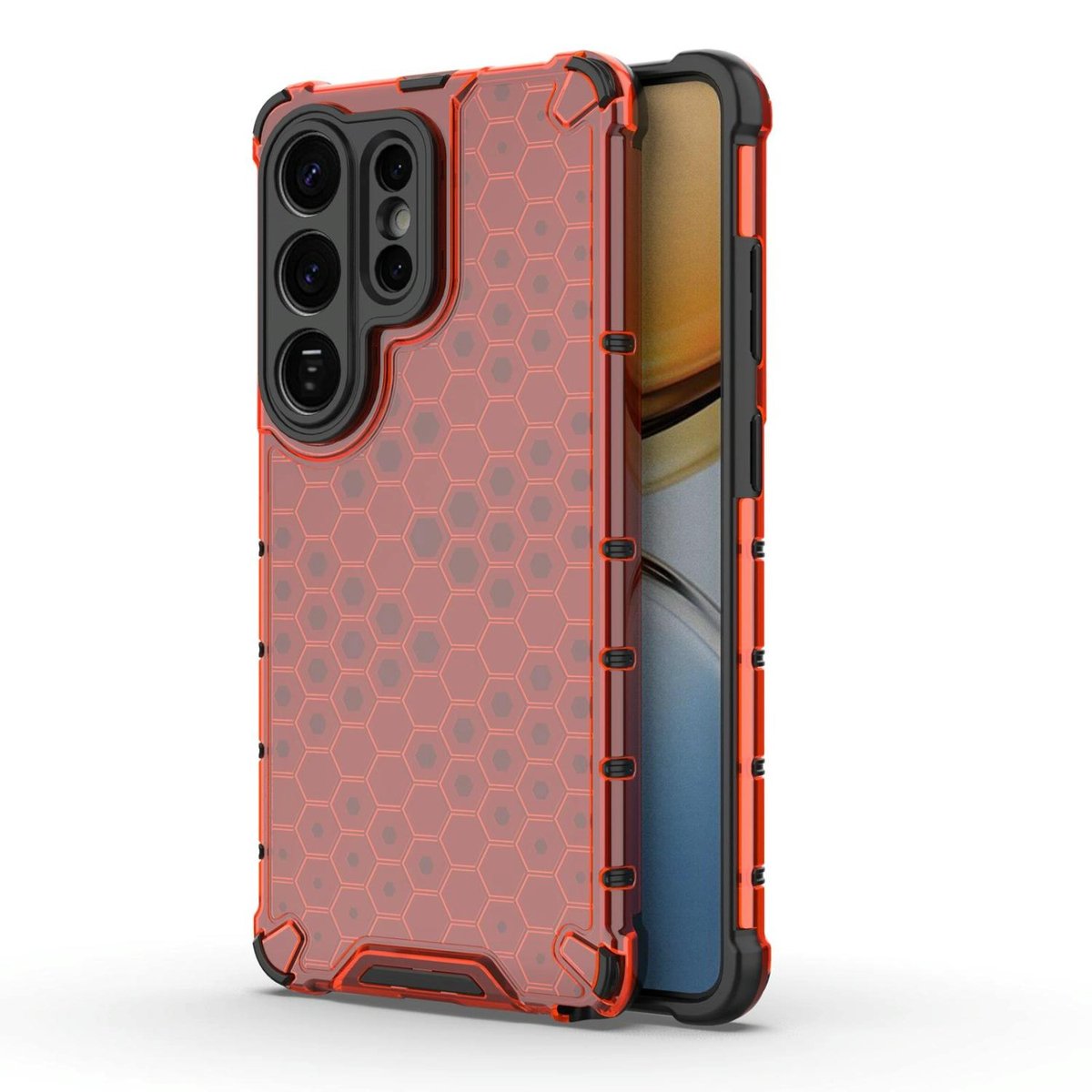 Mobigear Hoesje geschikt voor Samsung Galaxy S26 Ultra Telefoonhoesje Hardcase | Mobigear Honeycomb Backcover Shockproof | Schokbestendig Galaxy S26 Ultra Telefoonhoesje | Anti Shock Proof - Rood