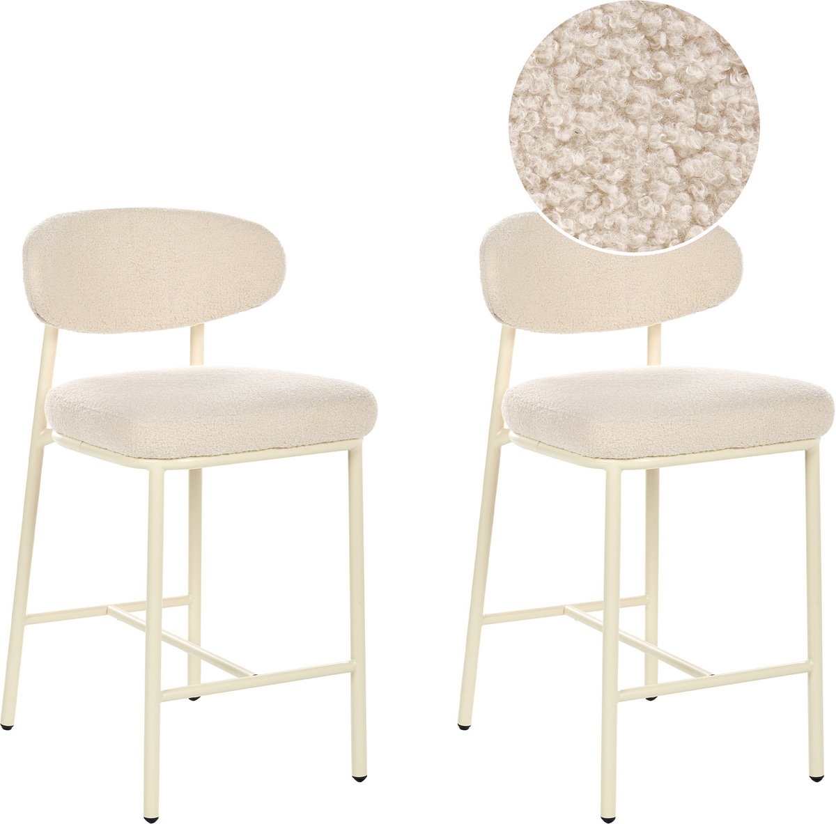 UNITY - Set van 2 barstoelen - Lichtbeige - Bouclé