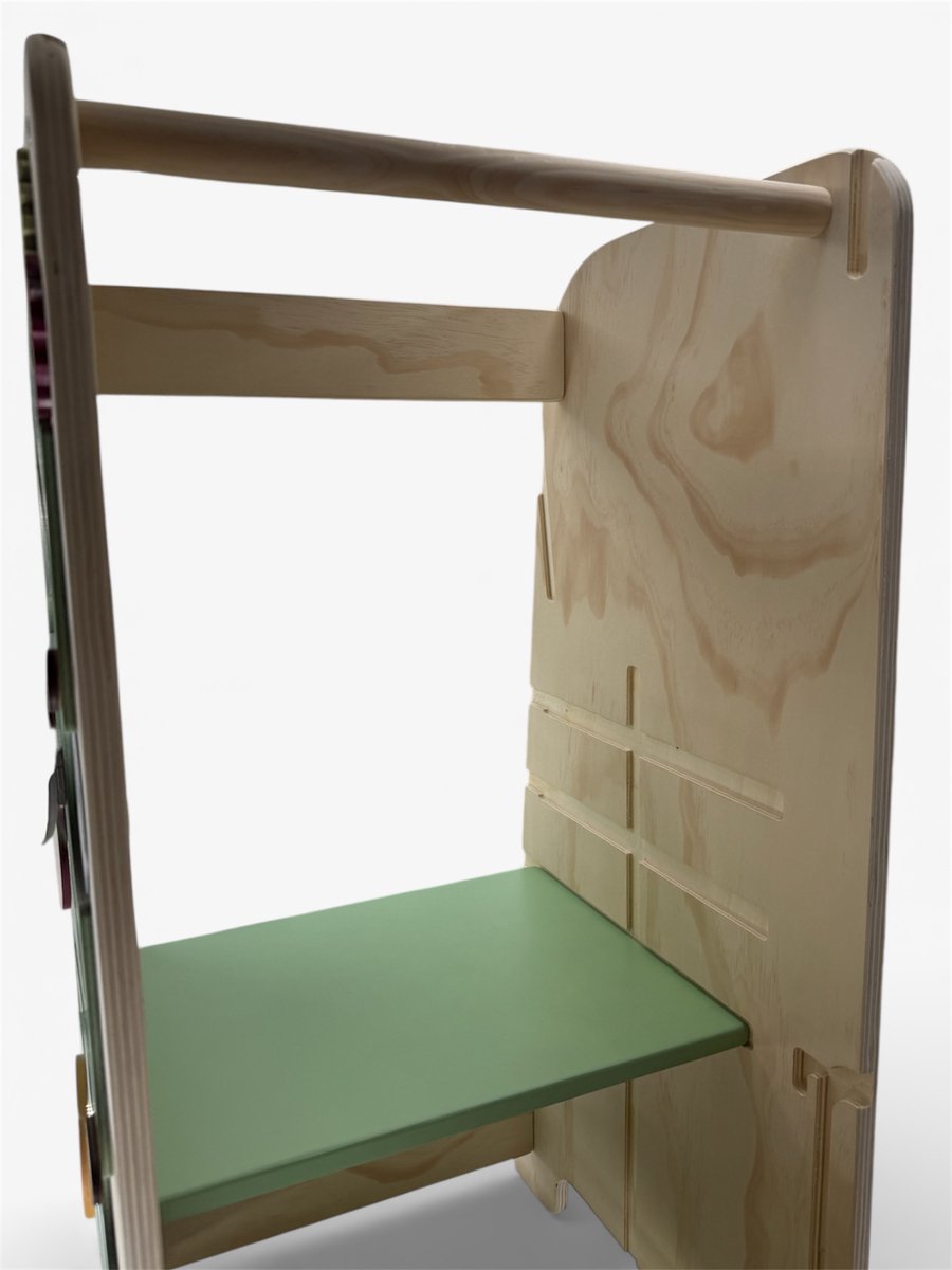 Liefjes & Co Montessori Leertoren met Glijbaan & Krijtbord – In Hoogte Verstelbaar – Houten Keukentoren & Speeltoren – Kindertrap & Tekenbord – FSC® Hout — afbeelding 5