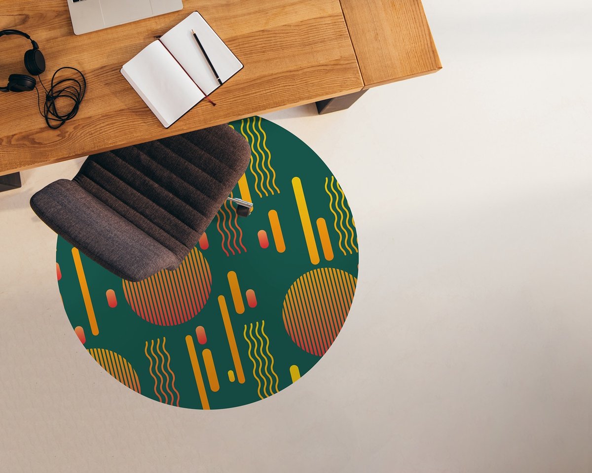 Coloray Vloerbeschermer - Retro zonsondergang Stoel Mat - 100x100 cm - Veelkleurig Bureaustoelmat - Vloerbeschermer Vinyl - Mótif Vloerbeschermer - Ronde Mat - Abstracties Thema