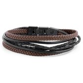 Leren Roy Armband in Zwart & Bruin