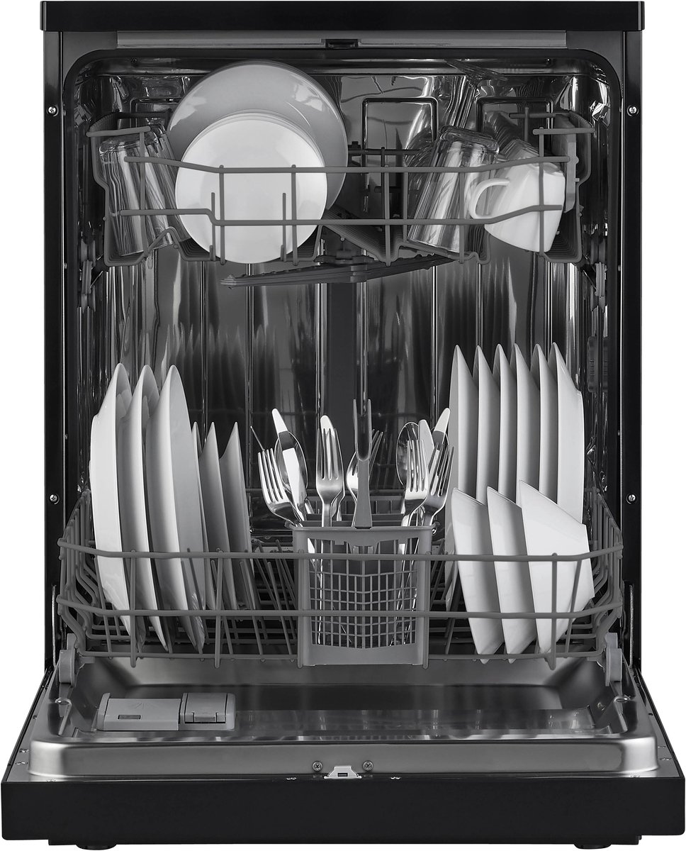 Inventum VVW6008AB vaatwasser - 12 couverts - Bestekmand - 5 programma’s - Deur opent automatisch - Startuitstel - Energielabel D - Vrijstaand - Zwart — afbeelding 3