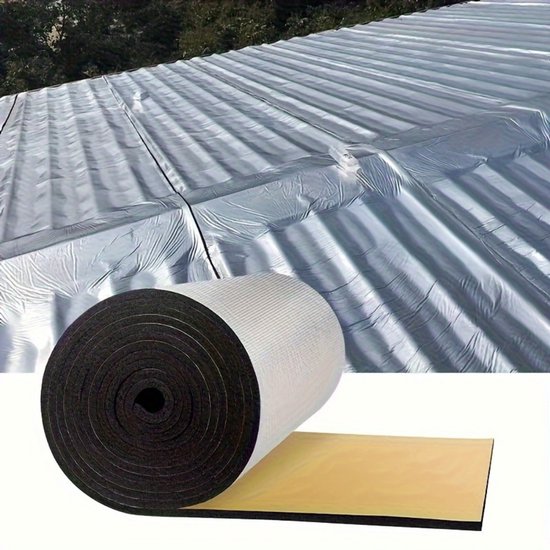 3 m x 0,5 m Zelfklevende Aluminiumfolie Isolatieplaat - Dakbedekking En Geluidsisolatie En Thermische Isolatie Voor Voertuigdaken - Waterdicht, Brandwerend, Geluidsisolerend, Hittebestendig, 5 Mm Dik