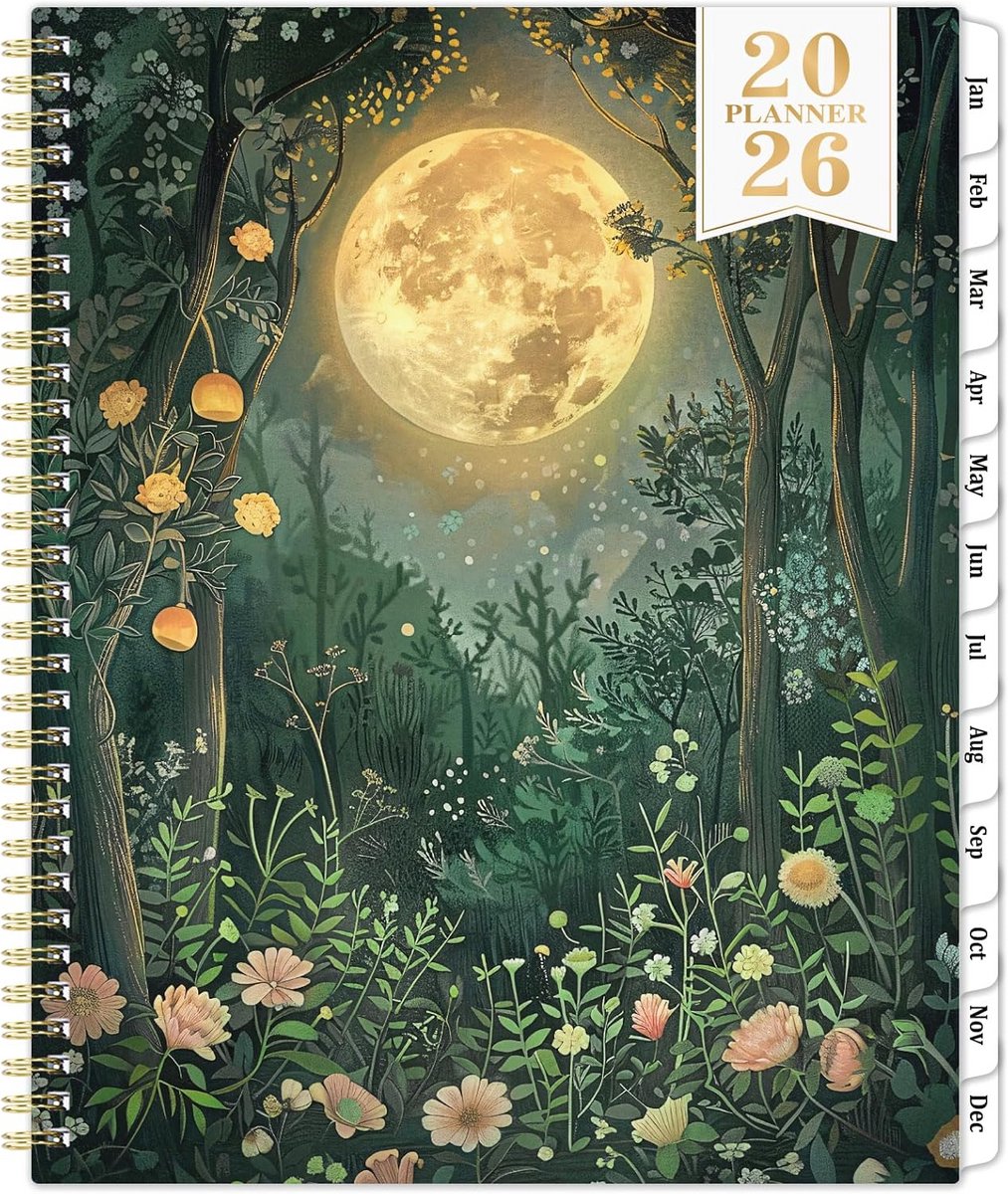 Grote Week- en Maandplanner 2025-2026, 9x11 Inch met Kleurrijke Tabbladen
