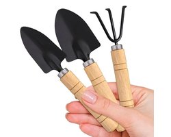 Handschep voor tuintroffel – 3 plantgereedschappen – Ergonomische kleine tuinhark – Ergonomische handgereedschapset voor randen en binnenplanten – Tuingereedschappen