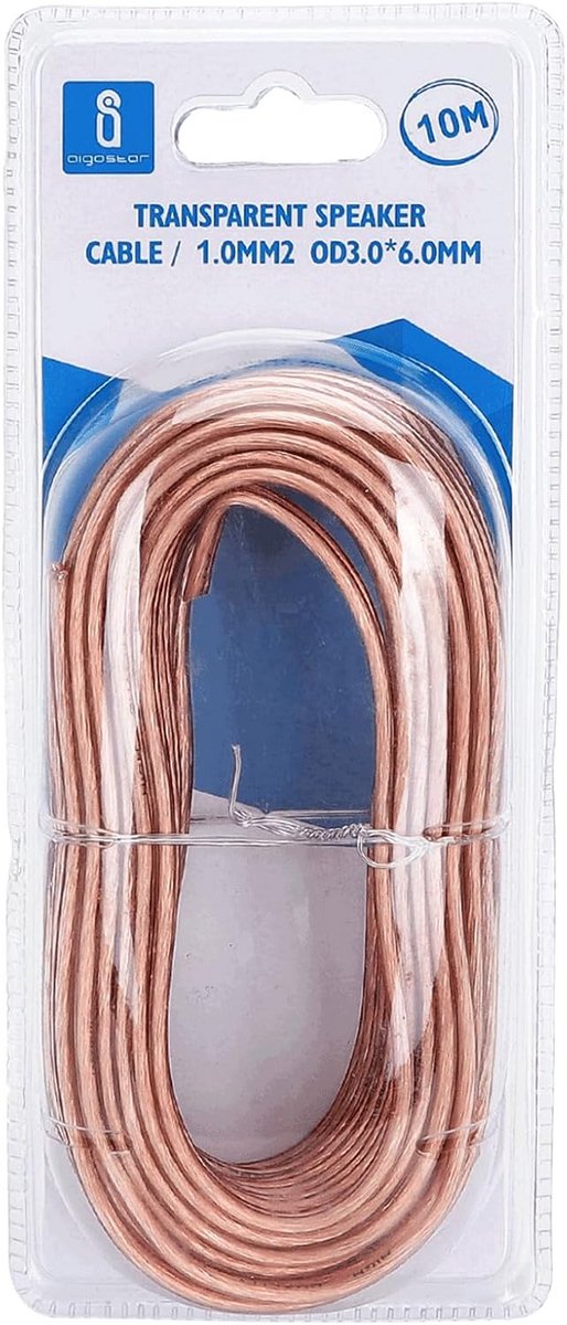 Luidsprekerkabel - Audiokabel - Audiosystemen - Transparant design - 10 meter - Rood accent