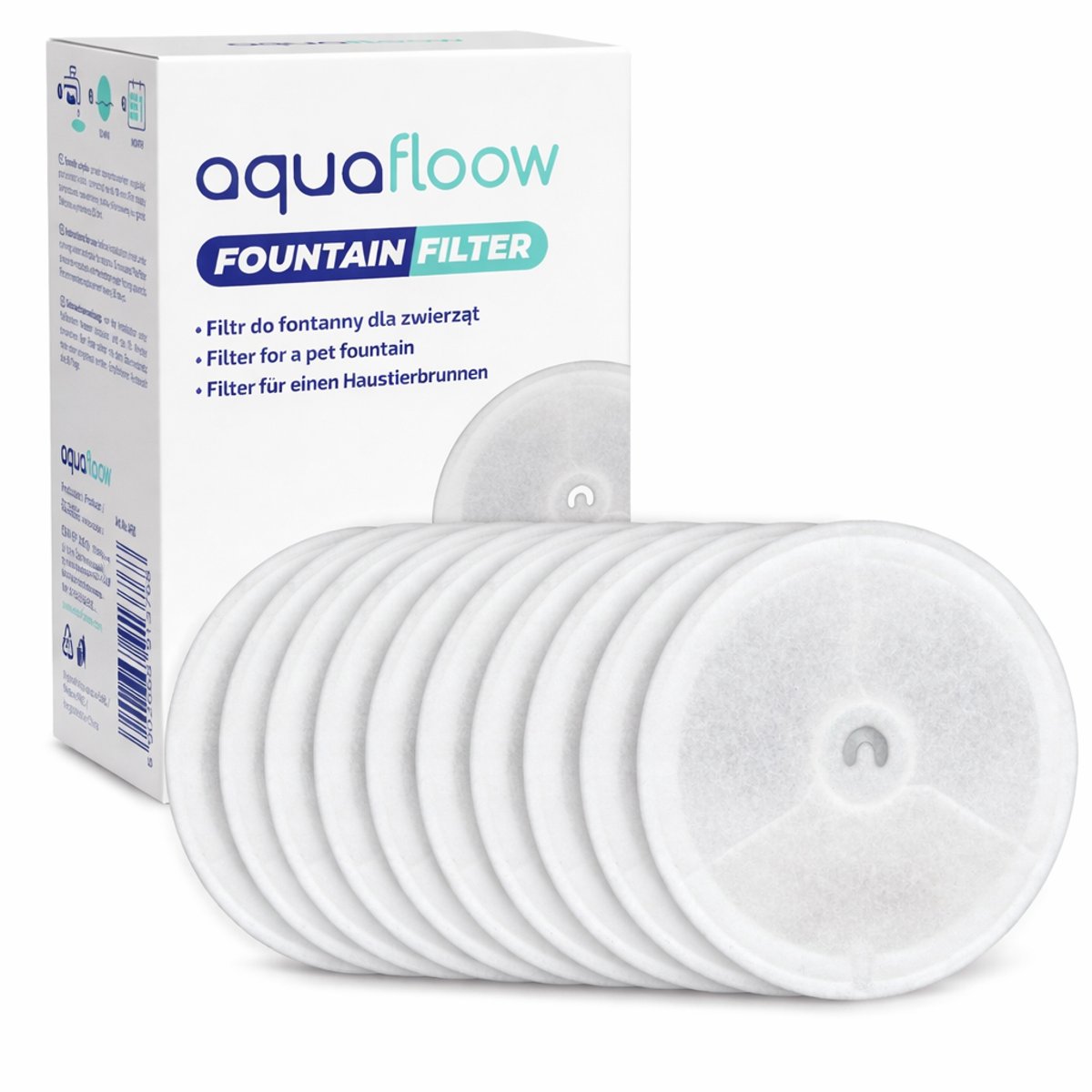 AquaFloow Drinkfontein Filters Compatibel met Petkit Eversweet – Vervangbare Filters voor Automatische Kattenfontein – 10 Stuks – 3 Filtratieniveaus