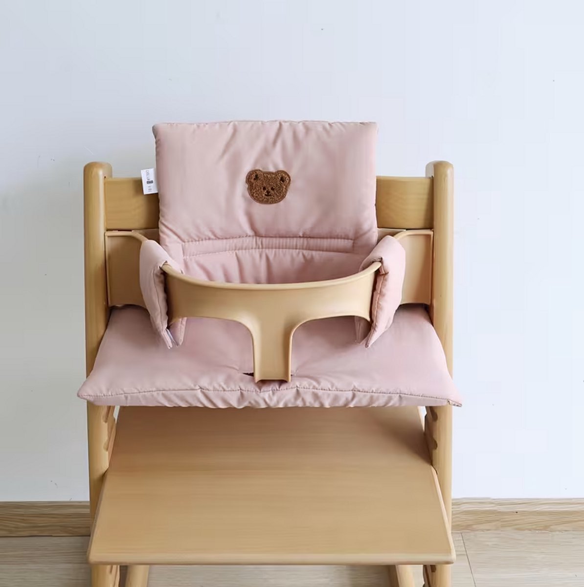 HHHK - Stokke Tripp Trapp Kussenset - Zitkussen en Rugkussen - Roze met Beertje - Stoelverkleiner - Babyset Kussen – foto 7