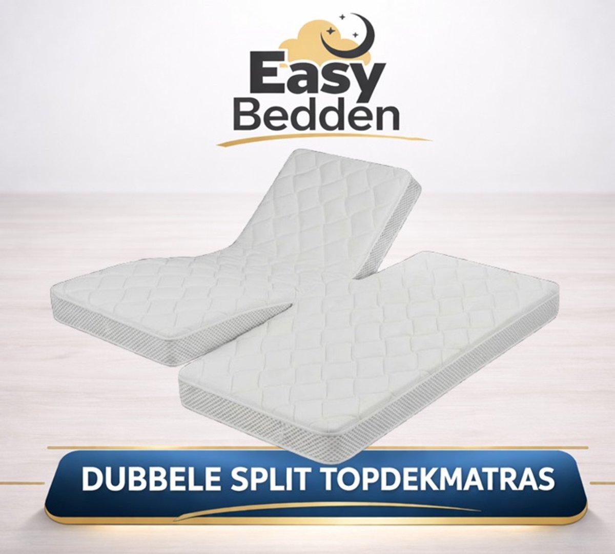 Easy Bedden dubbele split topdekmatras Hybride traagschuim 200x220 circa 12 cm dik Wit