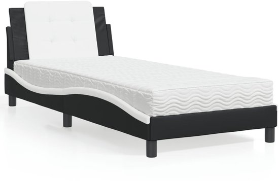 vidaXL - Bedframe - zonder - matras - "Zadar" - kunstleer - zwart - en - wit - 80x200 - cm