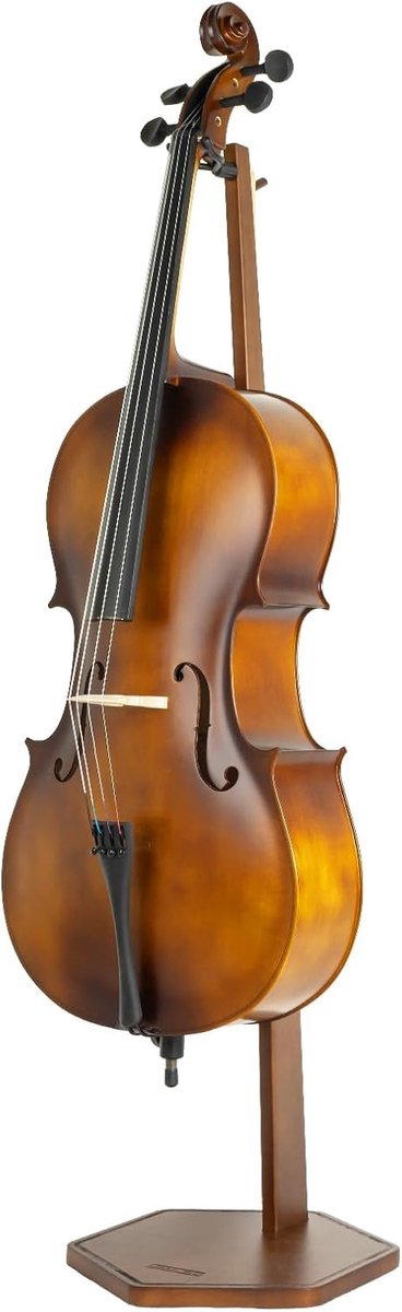 Cello standaard - Houten standaard - Muziekopslag - Met booghouder - Full Size - Walnoot