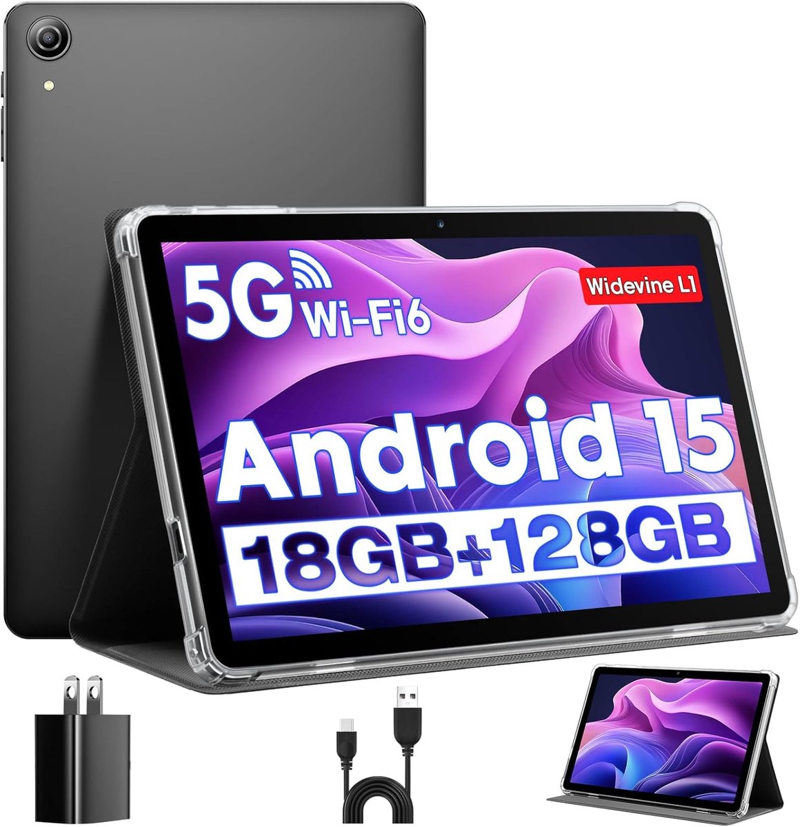 Tablet 10 Inch - Android Tablet - Entertainment - Octa-Core Processor - 128GB Opslag - Zwart