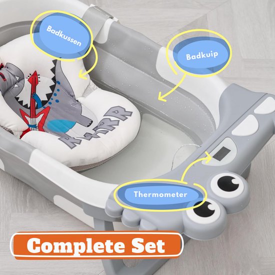 VH Supplies®Baby Badje met Standaard - Peuterbadje - Babybadset - Grijs — afbeelding 2