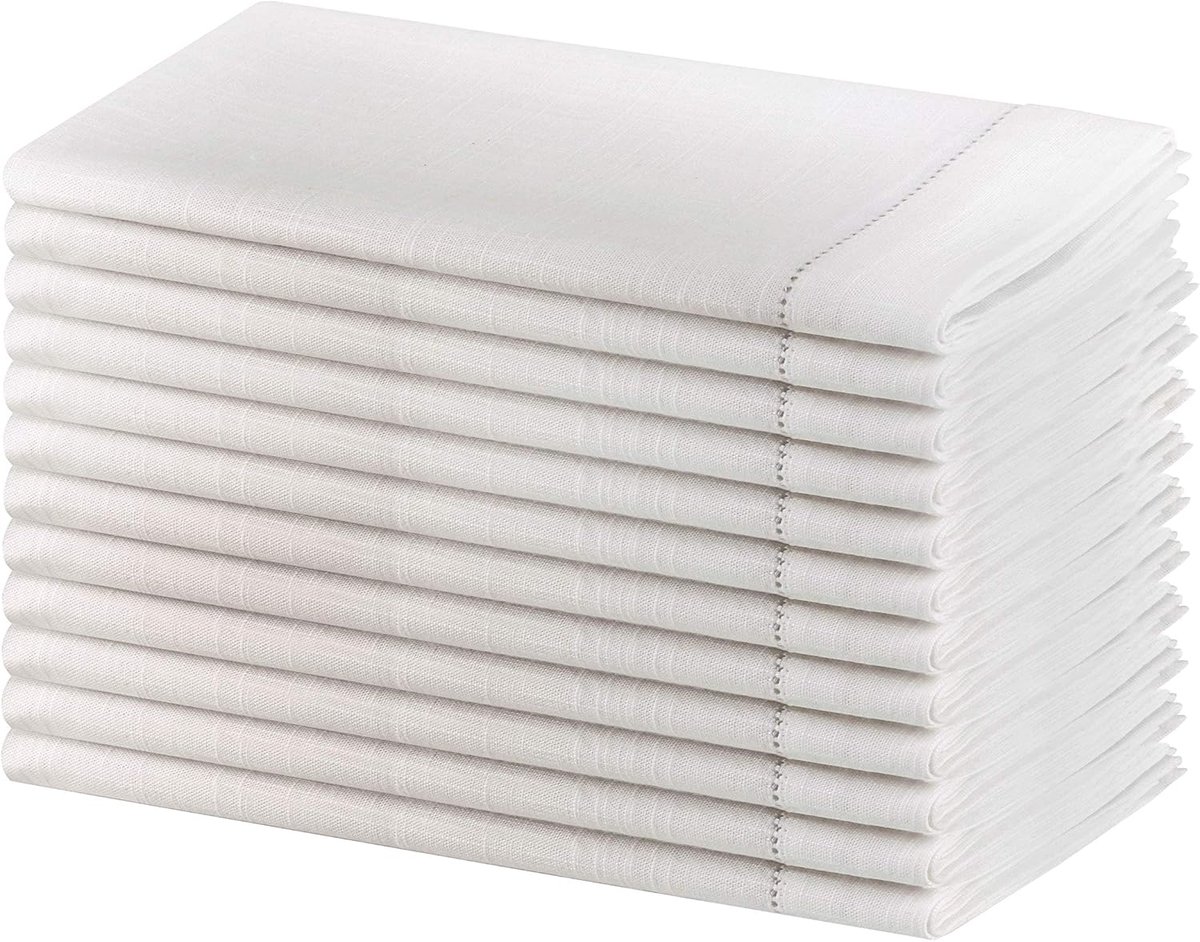 Katoenen Servetten - Diner Servetten - Tafeldekken - Kreukbestendig - 50 x 50 cm - Wit