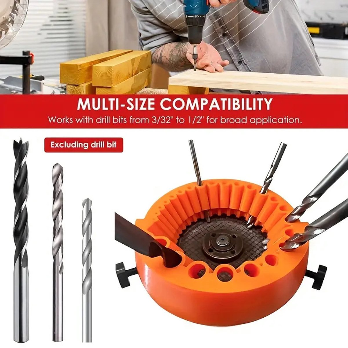 Boor Slijper - Boor Slijpmachine - Boor Slijper Hulpstuk - Boor Slijp Tool voor Elektrische Boormachine - Boor Slijpen Gereedschap - Oranje – foto 2