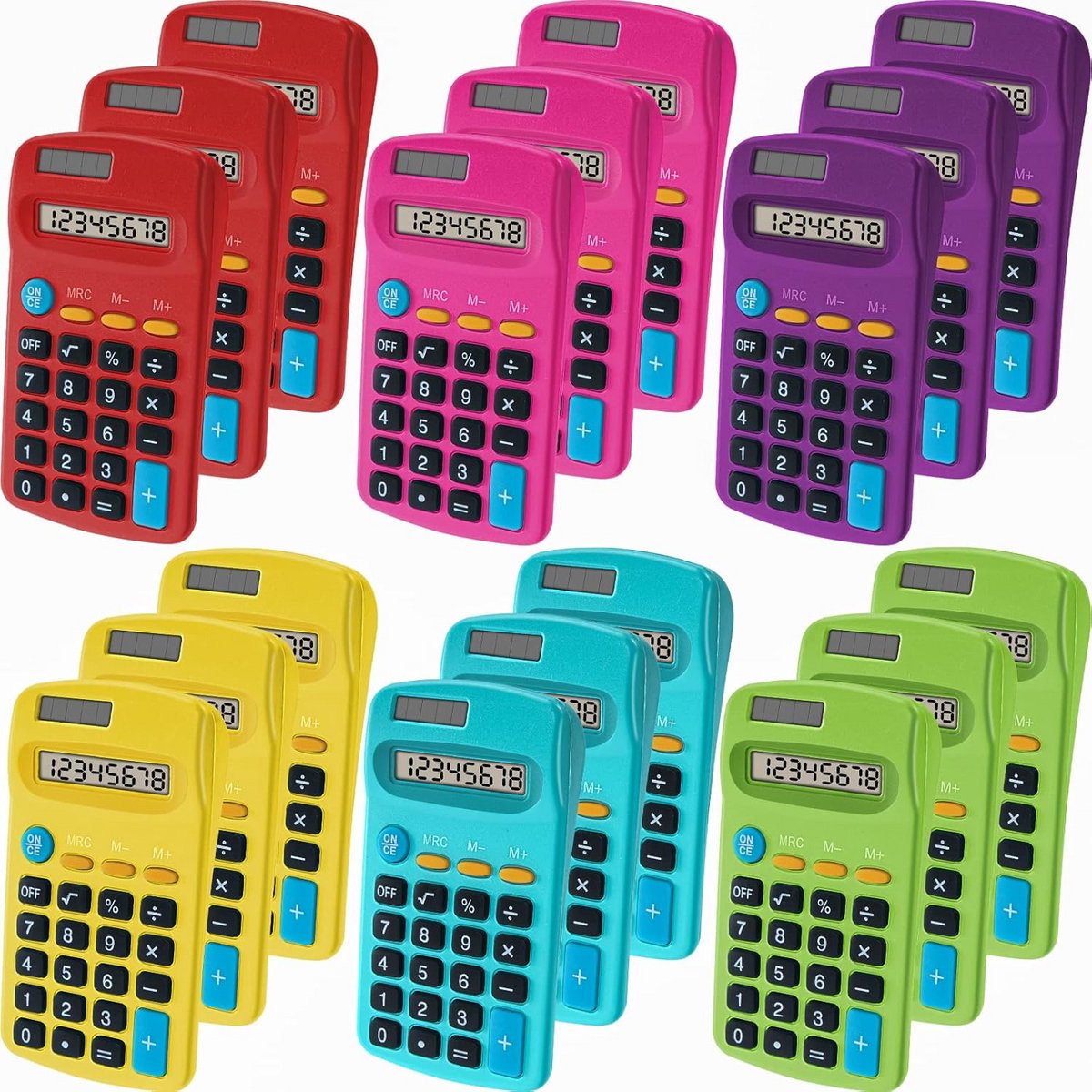 Mini Rekenmachines - Zakformaat Calculators - Snel Berekenen - Zonne-Batterij Dubbele Voeding - Compact Formaat - Diverse Kleuren