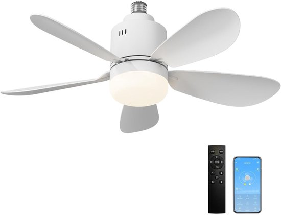Plafondventilator met verlichting 4 standen, stil, dimbare lamp, afstandsbediening, timer, slaapkamer & woonkamer