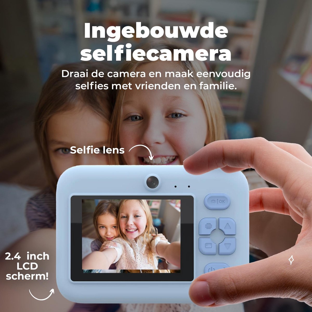 Denver Kindercamera Full HD met Printer - Selfie Camera - 48MP - Digitale Camera Kinderen - Bluetooth printer - Foto & Video - KPC1374BTBU - Blauw – foto 8