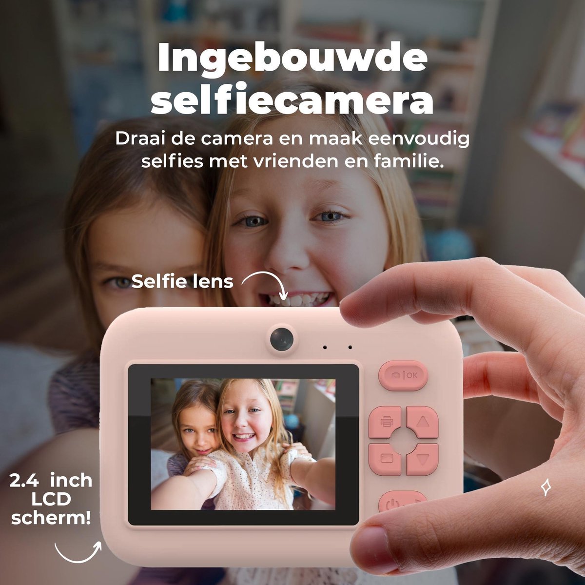Denver Kindercamera Full HD met Printer - Selfie Camera - 48MP - Digitale Camera Kinderen - Bluetooth printer - Foto & Video - KPC1374BTRO - Roze – foto 8