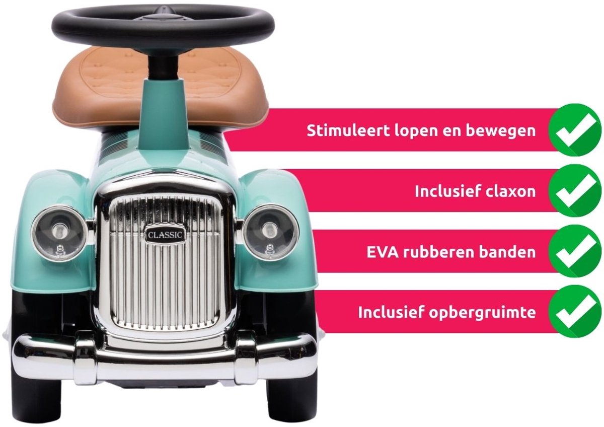 Eco Toys - Retro Loopauto - Wit - Met Claxon & Opbergruimte - Lekvrije EVA Banden - Vanaf 18 Maanden - Max. 25 kg — afbeelding 6