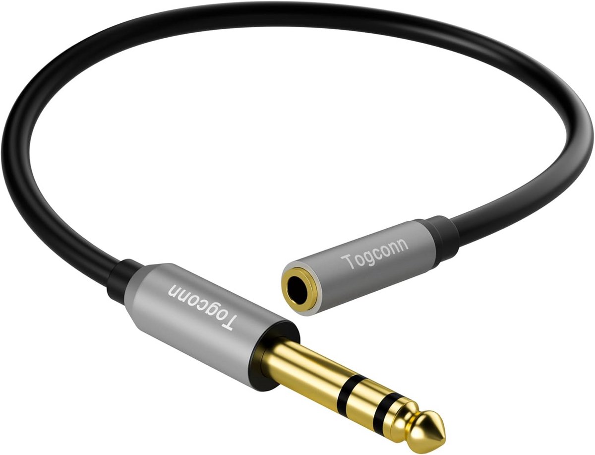 Audio Adapter Kabel - AUX TRS Converter - Muziek Signaal - 3.5mm naar 6.35mm - 11 Inch Lengte