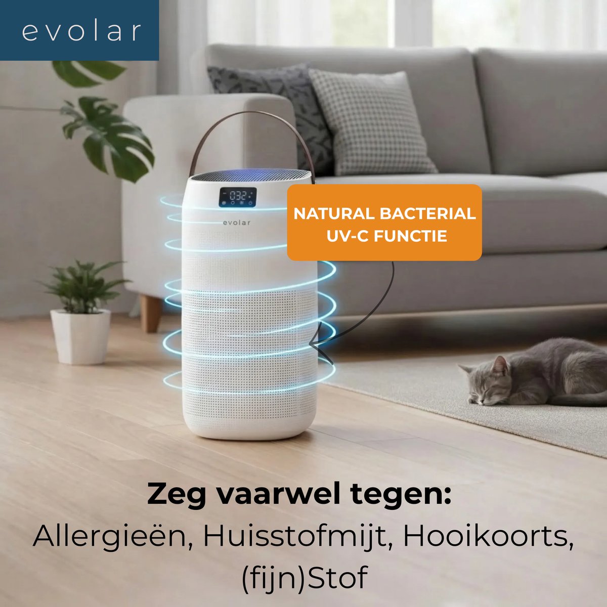 Evolar Luchtreiniger met 2x HEPA 13 Filter - CADR: 400m3/h - Air Purifier - Slaapmodus - Luchtkwaliteit Indicator - Pure4 + — afbeelding 7