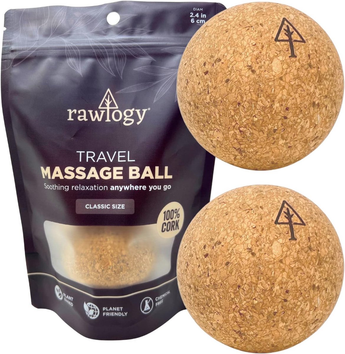 Massagebal Kurk - Spierbal Herstel - Spierpijn Verlichting - Duurzaam Natuurlijk Materiaal - 2 Stuks 6cm - Natuurlijk