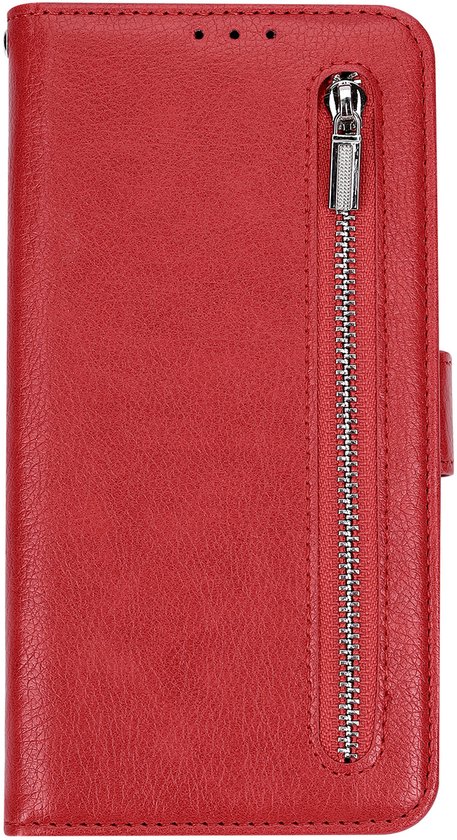 Casemania Étui pour Samsung Galaxy S24 Ultra - Rouge - Étui portefeuille de Luxe en simili cuir avec fermeture éclair