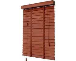 Houten Jaloezieën - Lichtfilterende Rolluiken - Raambekleding Thuis - 35 Mm Brede Lamellen - 125x225cm