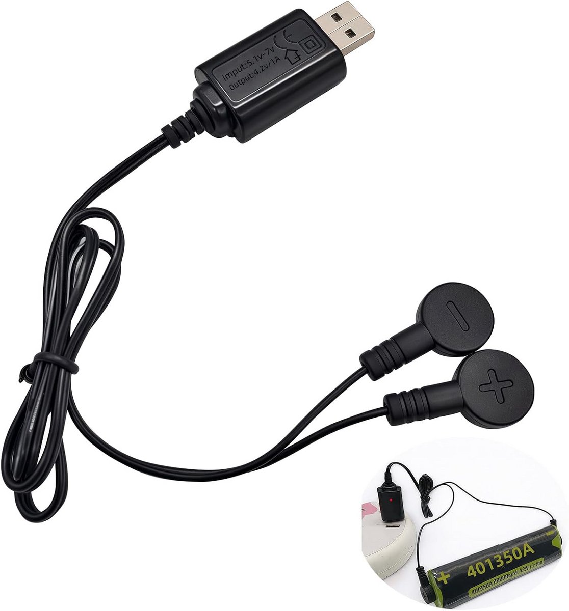 Batterij Oplader - 18650 Lader - Accu Voorzien - Magnetische Aansluiting - 11x6x3 cm