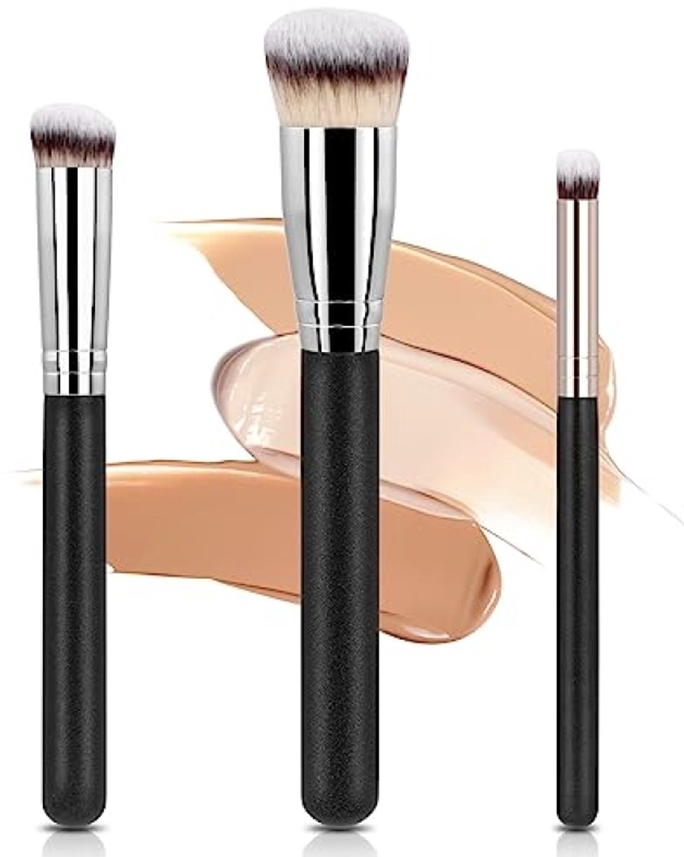 Set van 3 professionele make-upborstels voor vloeibare cosmetica