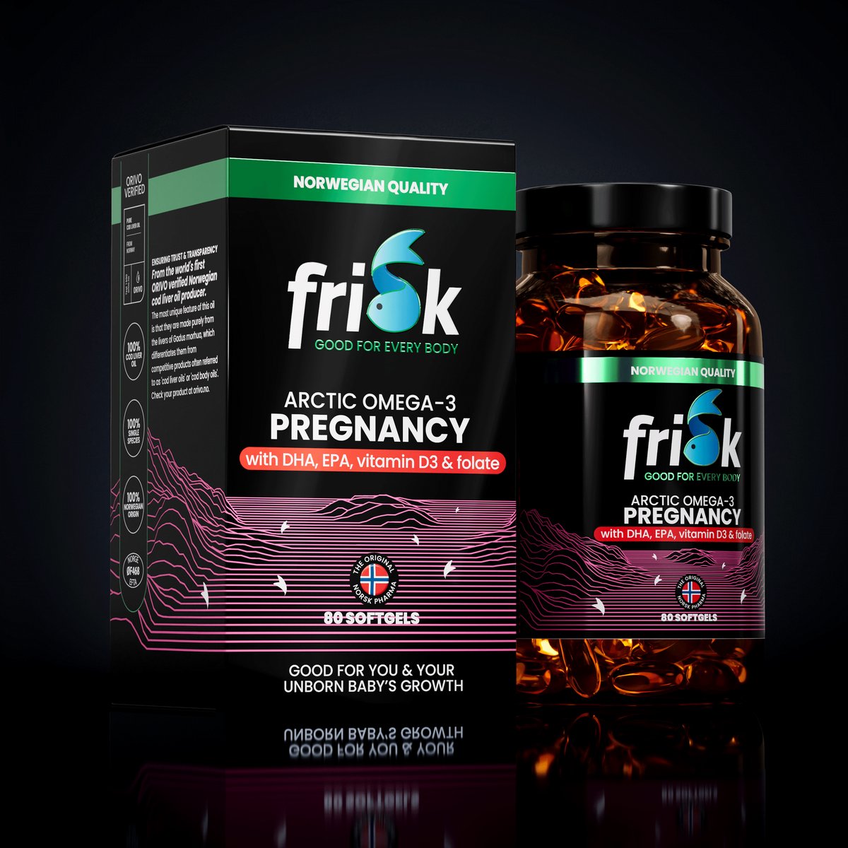 Frisk Arctic Omega 3 For Pregnant Women (80 softgels)