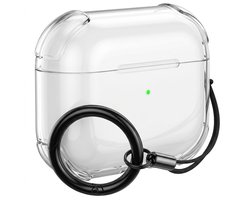 Transparant hoesje voor oordopjes met sleutelhanger – schokbestendige beschermhoes geschikt voor AirPods Pro 3