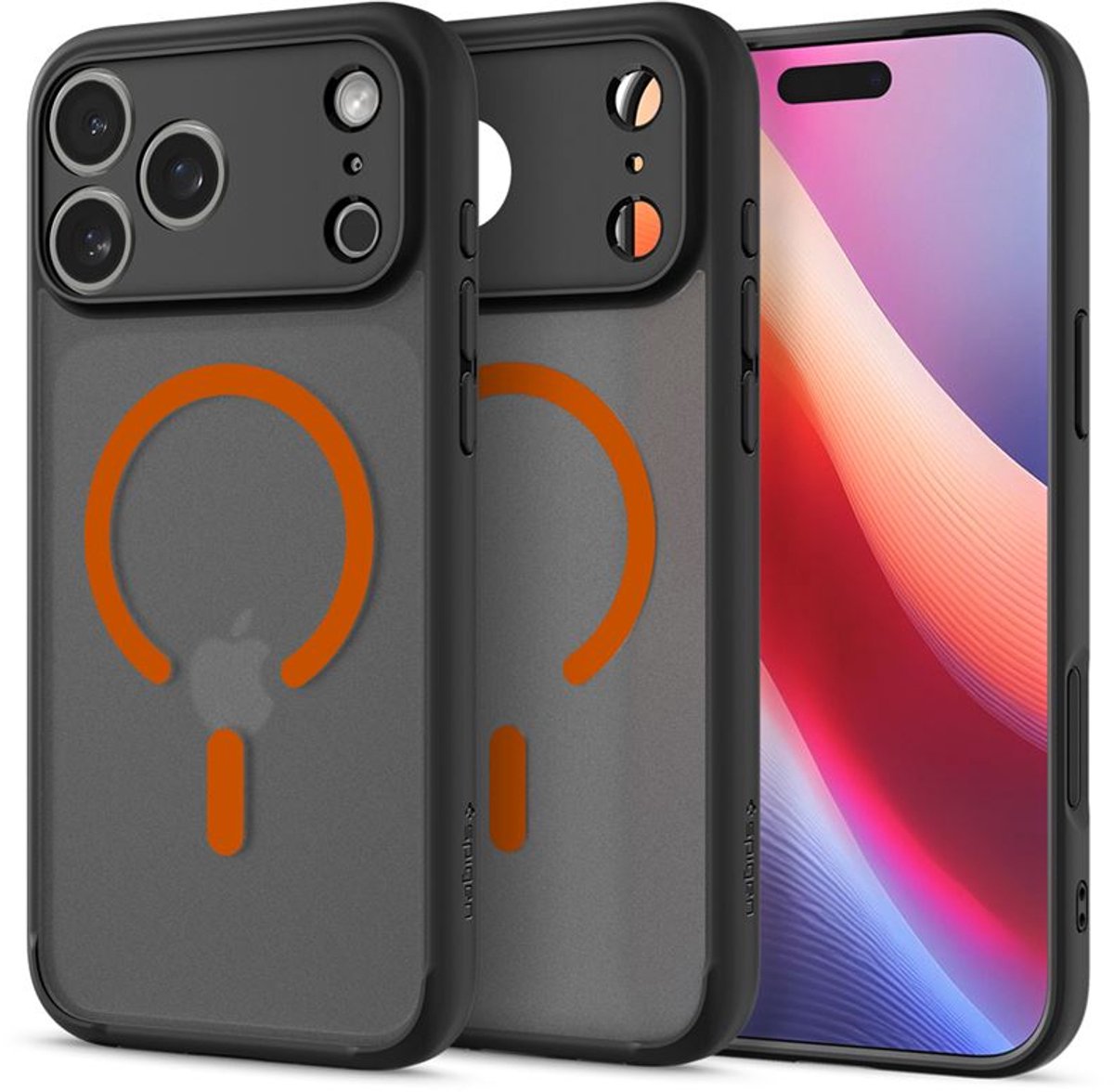 Spigen Ultra Hybrid Magsafe, Matzwart Oranje - Iphone 17 Pro