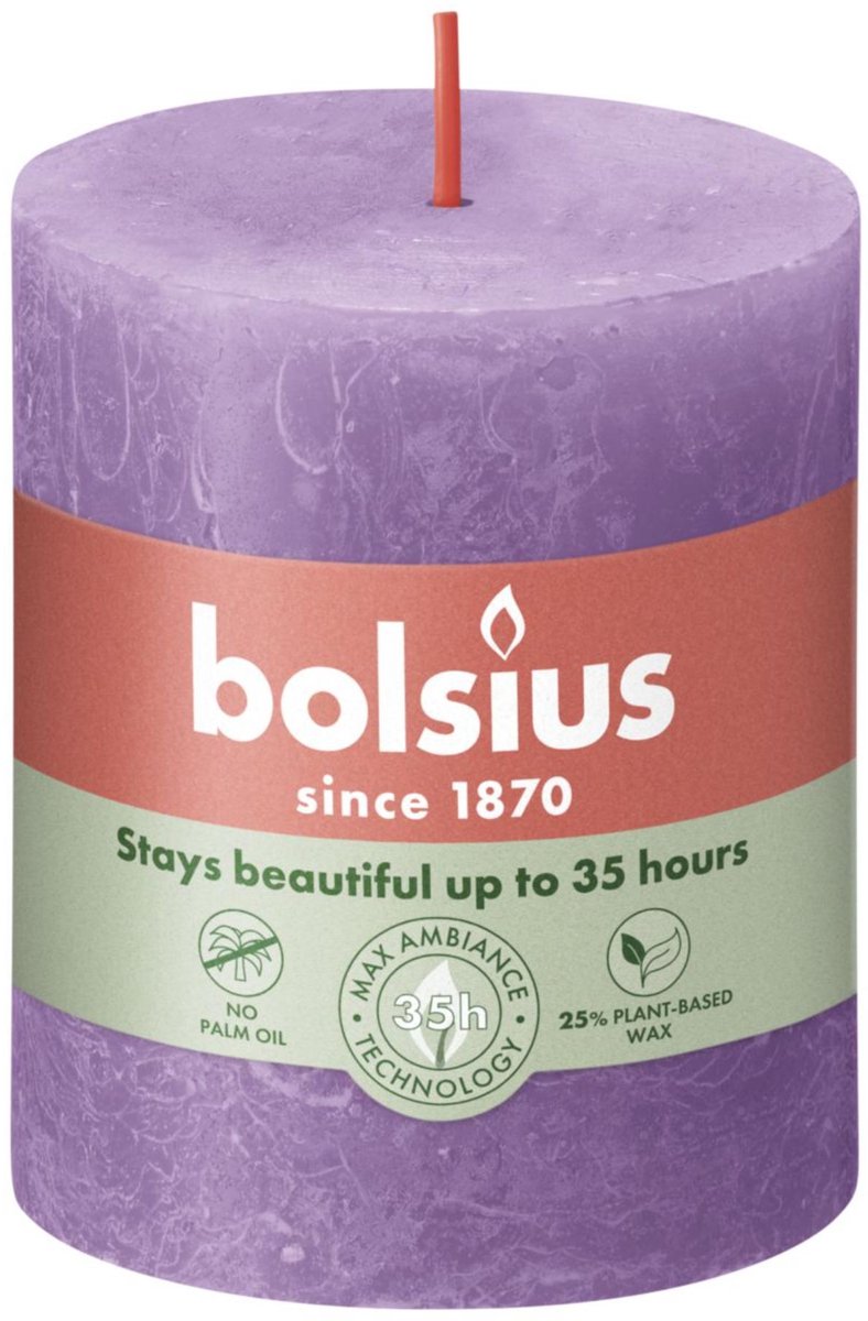Bolsius Stompkaars Vibrant Violet Ø68 mm - Hoogte 8 cm - Violet - 35 Branduren