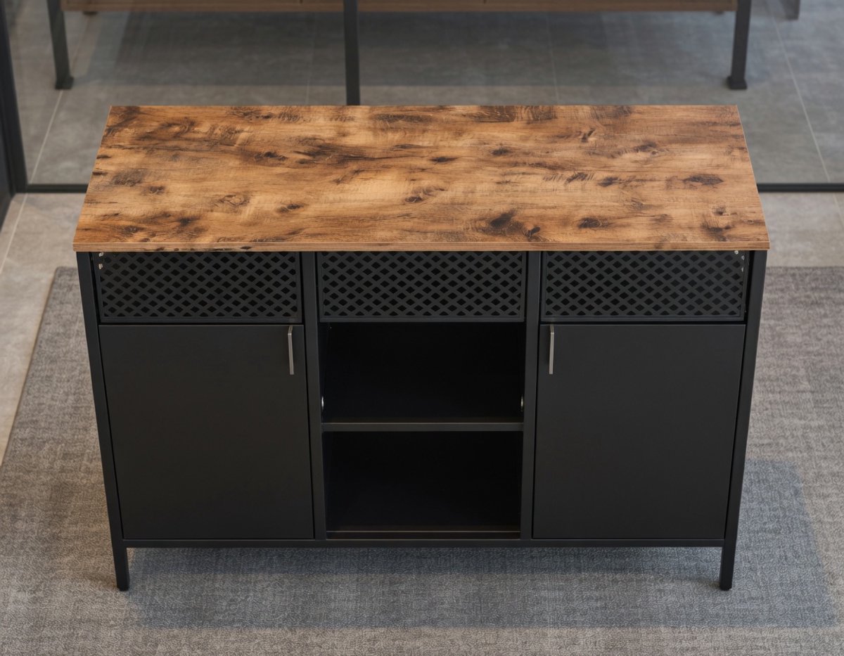 Kast - 110x40x76 cm - Zwart - Novihome