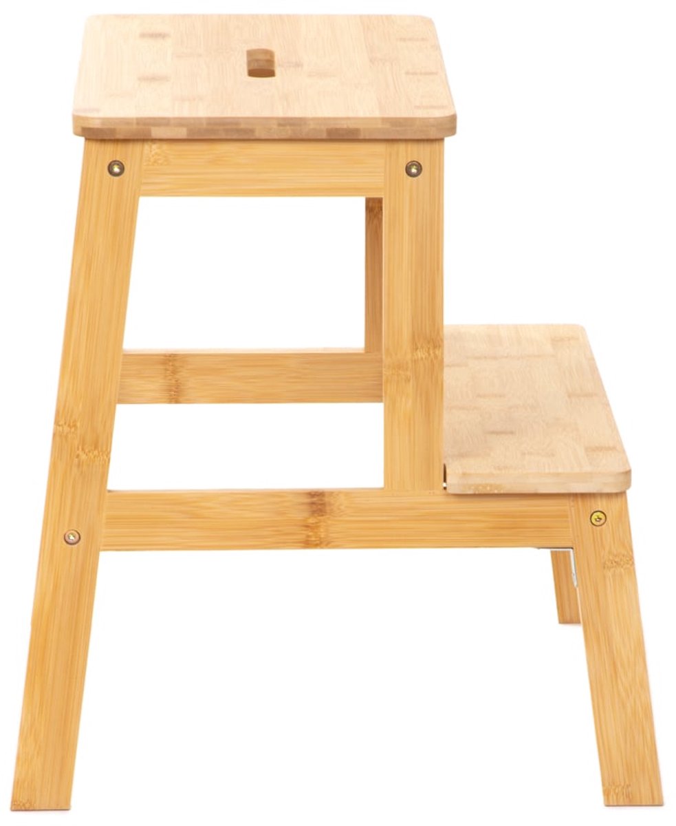 HOMLA - Stapelkruk met trede - Bamboe Natuurlijk - 42.7x40x49.6 cm