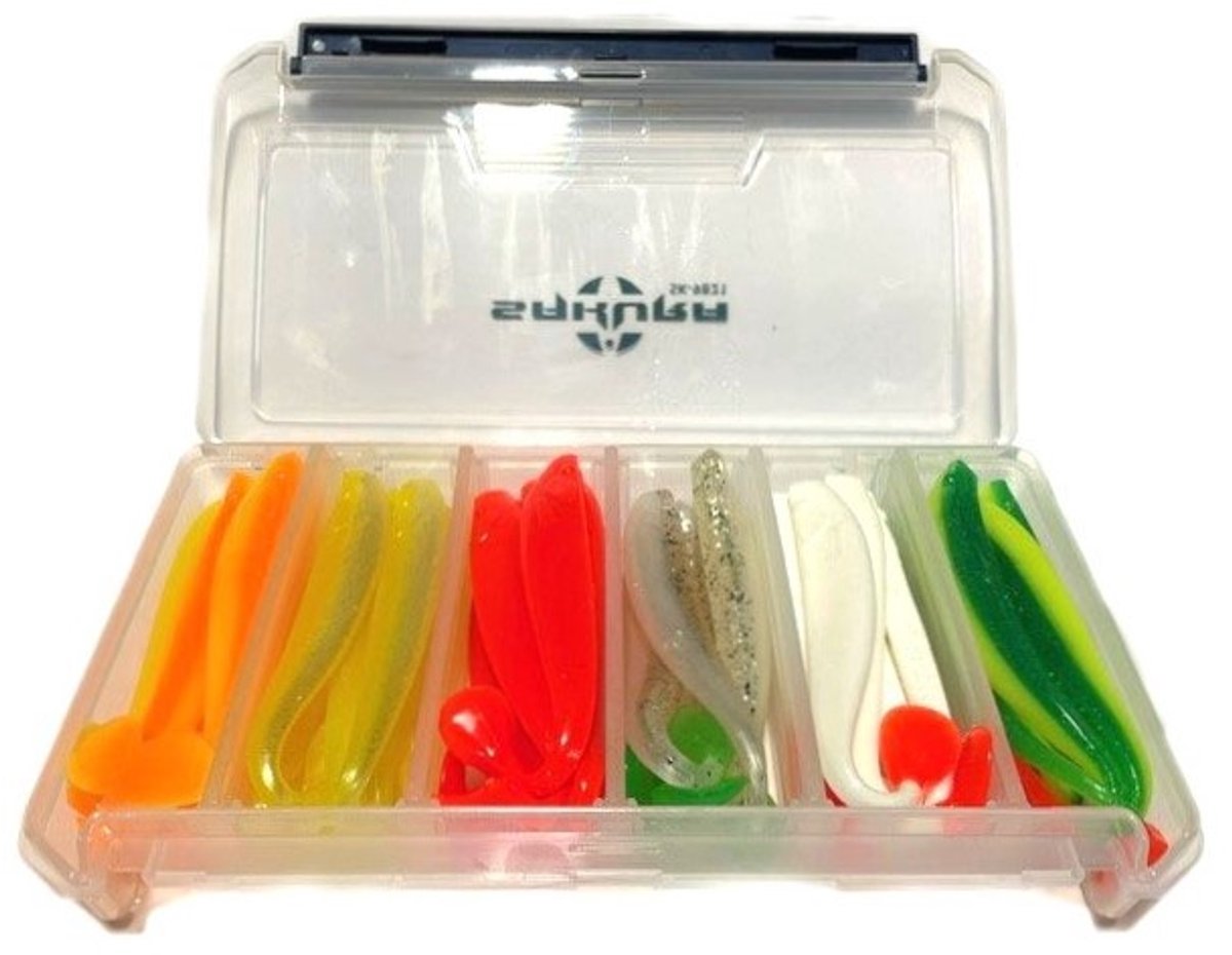 Quantum Set Soft Shads 12cm Q-Paddler 30 Stuks + Box - Kleur : Clear Water