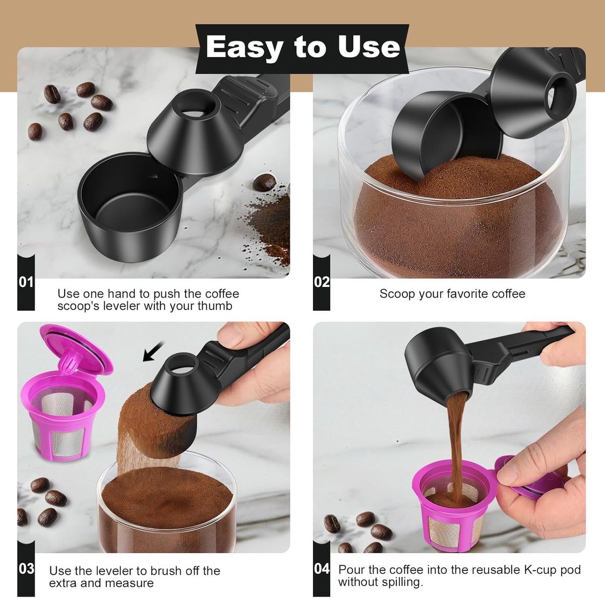 Koffieschepje & Trechterset – Herbruikbaar – Voor het vullen van koffiecapsules – Koffieschepje – Geschikt voor gemalen koffie, eiwitpoeder en theebladeren – Zwart – 2-delige set — cadeau in Cadeau-ideeën - foto 6