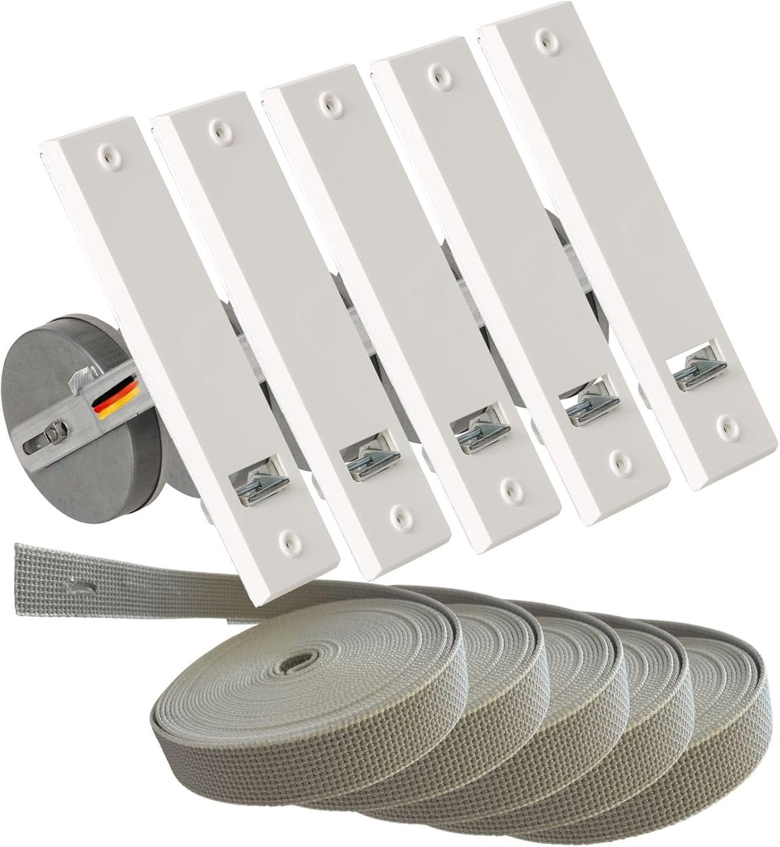 Rolluik Winder Set - Geleider Band Oproller - Inbouw Bediening - Duurzaam 20000 Cycli - 185 Mm Gat Afstand - Wit