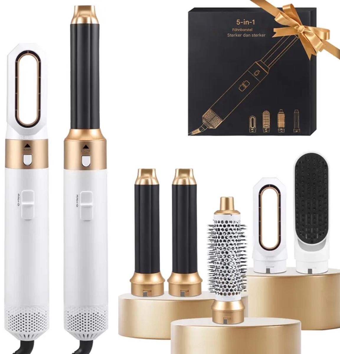 Haarstyler - Haardrogerborstel - 5-in-1 Stylingfunctie Volumeborstel - 1 Stuk - Wit