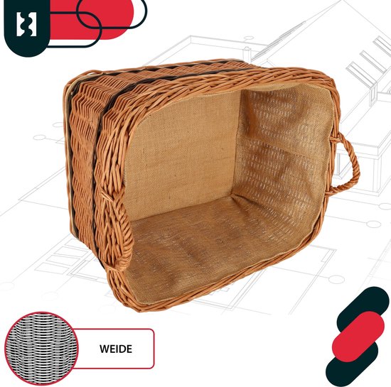 KOTARBAU Panier Osier, 60x50 cm, Buche, Naturel, Bicolore, Anse