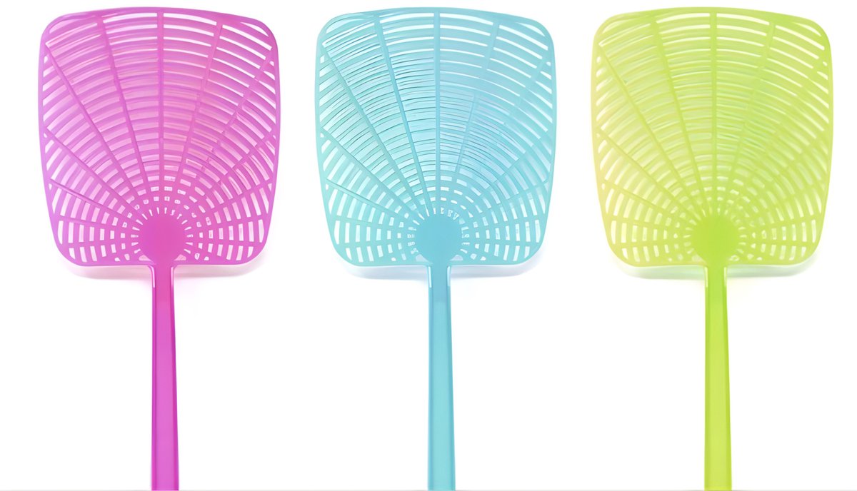 Concorde Vliegenmeppers set van 3x stuks - plastic - 44 cm - kleurenmix - vliegen/muggen/wespen
